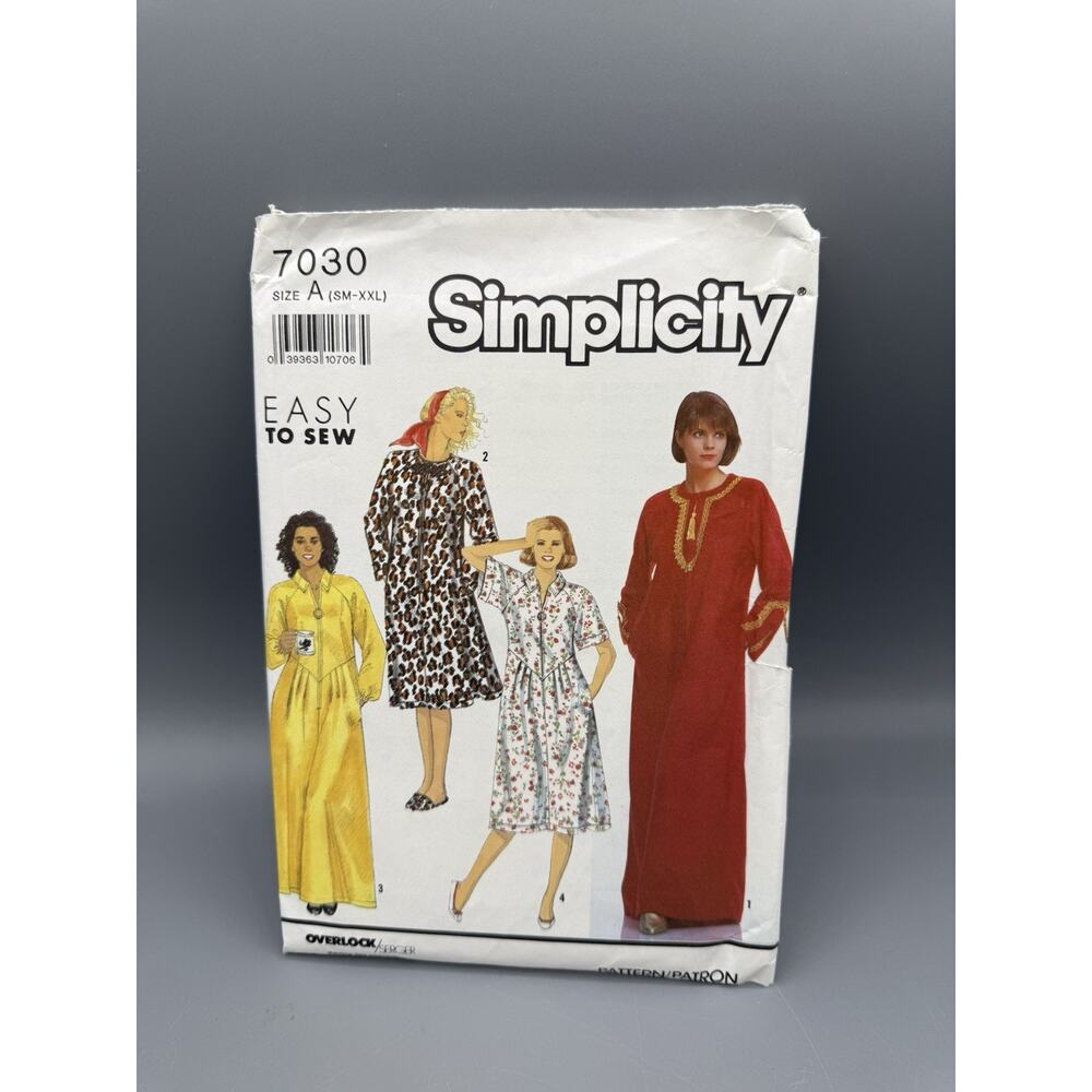 Vintage Simplicity 7030 Dress Pattern Size SM–XXL Easy to Sew Uncut